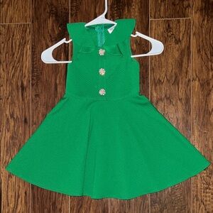 Elegant Green Kids Dress with Floral Accents